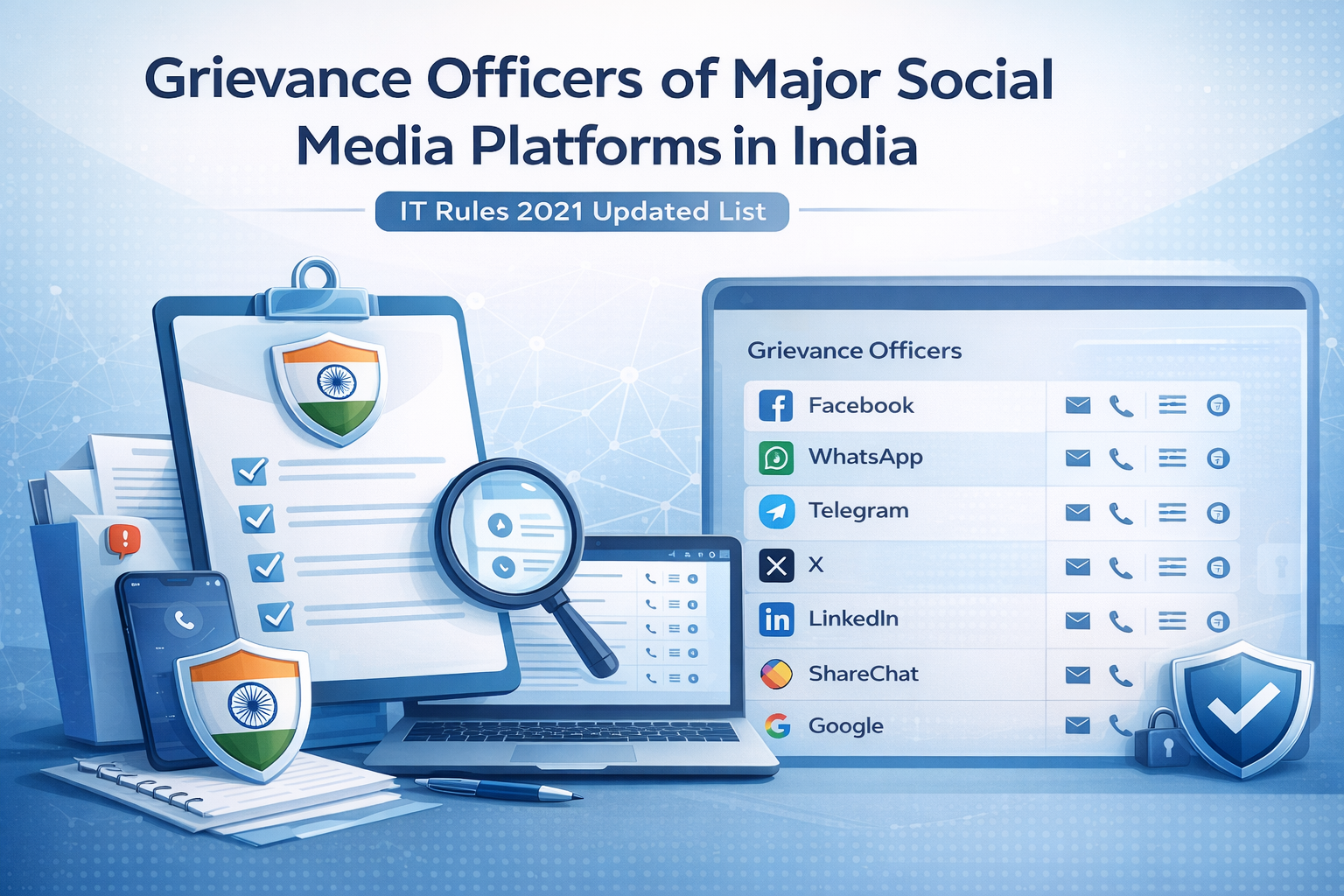 Grievance Officers of Social Media Platforms in India (IT Rules 2021 Updated List 2026)